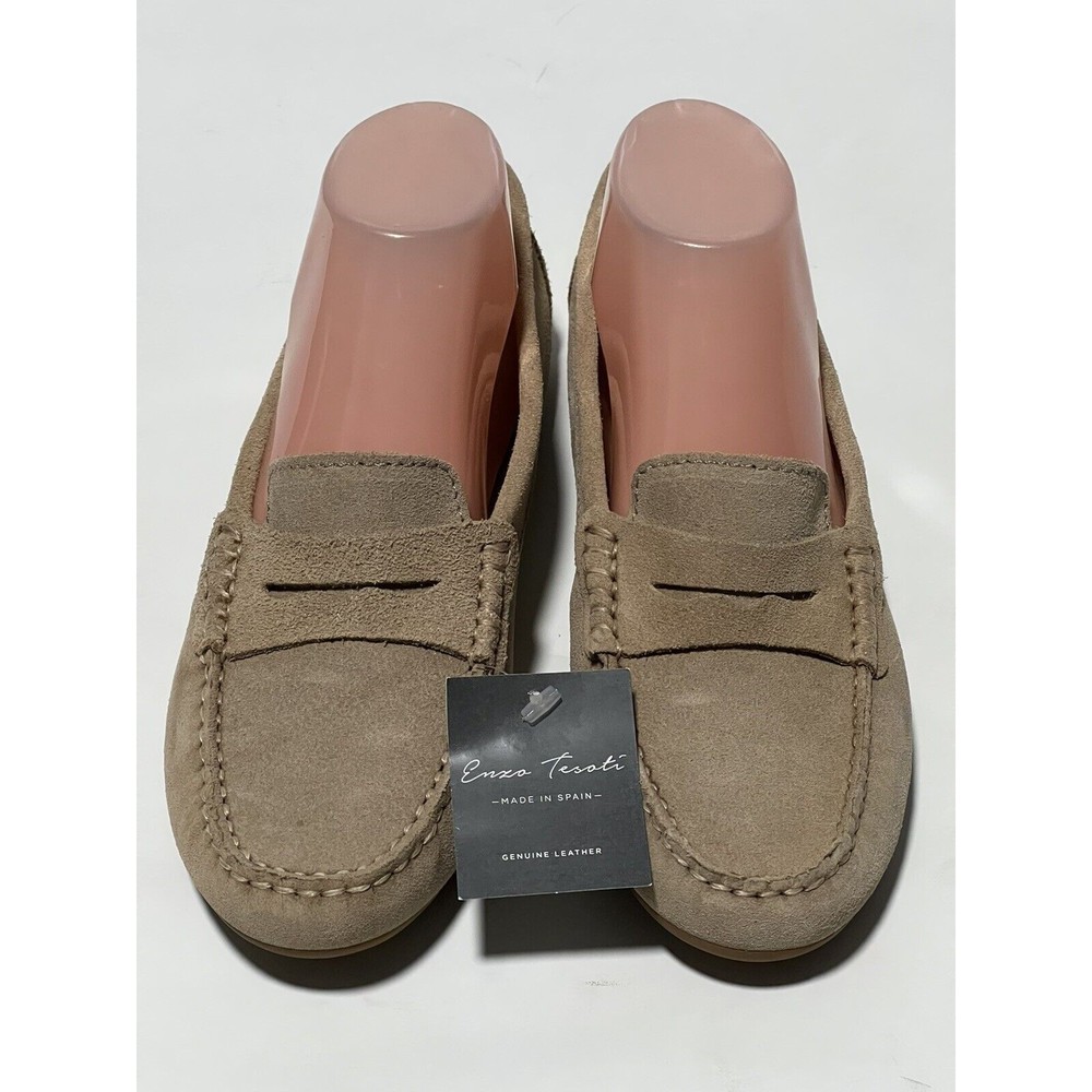 Enzo Tesoti Genuine Suede Leather Loafer Moccasin Flat Driving Shoes Sz 41
